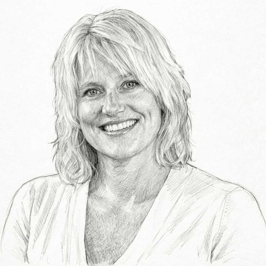 Bibi Ohlsson sketch from headshot_ Strengths-based coaching Evoking Excellence