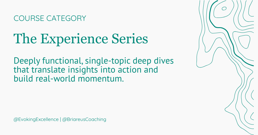 The Experience Series Deeply functional, single-topic deep dives that translate insights into action and build real-world momentum.