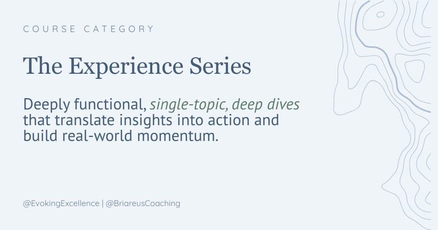 The Experience Series Deeply functional, single-topic, deep dives that translate insights into action and build real-world momentum.